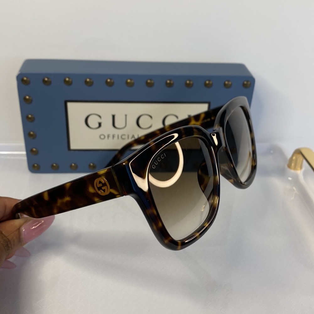 New🔥🔥 - GUCCI GG1338SK THICK RIM SUNGLASSES IN BROWN - Picture 15 of 16